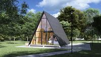 Maison de villégiature préfabriquée de luxe, hôtel en conteneur maritime, cabane à 2 chambres, maisonnette à toit triangulaire avec salle de bain et cuisine