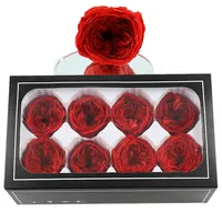 Testa di rosa austin conservata di alta qualità all'ingrosso 8 pezzi in scatola rose per sempre 4-5cm rose eterne di fiori eterni