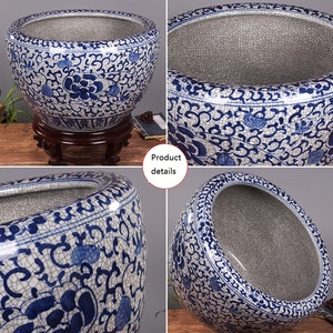 Jingdezhen रेट्रो दरार घुटा हुआ पारंपरिक नीले और सफेद चीनी मिट्टी मछली कटोरा चीनी नीले और सफेद चीनी मिट्टी बर्तन - Product Image 4