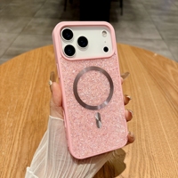 Étui de téléphone magnétique de luxe scintillant avec diamants pour Apple iPhone 17AIR 16plus 15plus 14 13 12 11, coque antichoc magnétique pour mobile