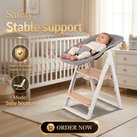 Chaise haute bébé 4-en-1 convertible, chaise d'alimentation multifonction, tour d'apprentissage Montessori en bois, chaise pliante pour enfants