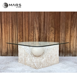 Design speciale Beige chiaro travertino tavolino <span class=keywords><strong>in</strong></span> <span class=keywords><strong>vetro</strong></span> tavolo <span class=keywords><strong>in</strong></span> pietra naturale pietra naturale tavolino da caffè per Hotel - Product Image 6