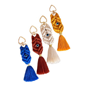 Colgante de llavero con borla Bohemia, colgante de hilo de algodón tejido a mano para decoración de coche, naturaleza muerta colorida para boda, cumpleaños - Product Image 3