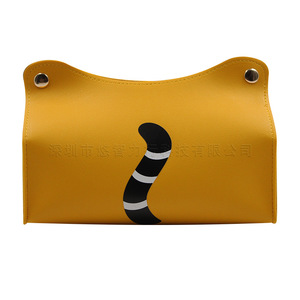 Caja de pañuelos de cuero con diseño de tigre de dibujos animados, caja de pañuelos para el hogar, sala de estar, escritorio, cubierta para pañuelos de mesa con diseño de tigre gordo, logotipo imprimible. - Product Image 2