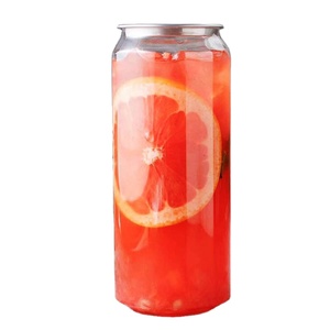350ml 500ml 650ml Plastic PET Soda Can For Beverage Boba Milk Tea PET Beverage Ring Pull Pop Top Can With Easy Open Cap