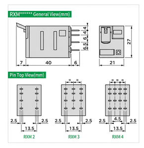 Relé Miniatura RXM 3A 5A 6A 10A 12A con Contactos Plateados, Relé Enchufable para Equipos de Climatización y Construcción - Product Image 4