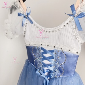 2025 DT013 Blaues Coppélia Ballett-Auftrittskleid Langer Tüllrock Wettbewerbskostüm Giselle Professionelle Maßanfertigung - Product Image 5