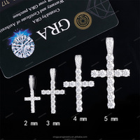 Pendentif Croix Hip Hop en Argent Sterling S925 pour Homme, Moissanite VVS, 2mm 3mm 4mm 5mm – Grande Vente