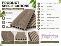 Planche de terrasse en WPC creuse 142x22mm, imperméable, résistante aux UV, dalles de terrasse en composite pour hôpital, jardin, parc extérieur
