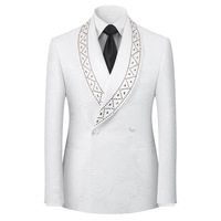 2025 Nieuwe Grensoverschrijdende Single Breasted Formal Pak Plus Size Groen Fruit Jacquard Borduurwerk Zorgwekkende Ritssluiting Bedrijf