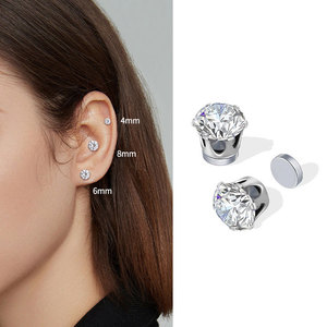 Custom Lady <b>Earring</b> Fashion Diamond 316L Stainless Steel Clip-on Diamond Magnetic <b>Earrings</b> <b>Magnet</b> <b>Earrings</b> For Women - Product Image 6