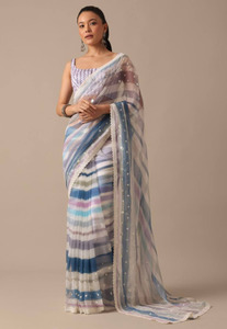 Sari en Georgette le plus vendu avec des broderies de sequins pour la collection de vêtements de soirée pour femmes, provenant d'un fournisseur indien - Product Image 3