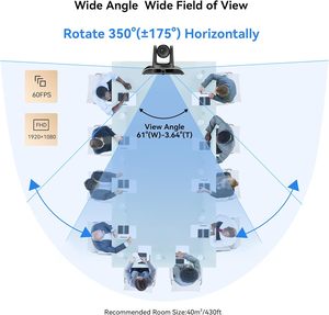Caméra PTZ TEVO-VHD20H 20x numérique avec suivi automatique IA à 350 degrés, rotation Full HD, USB HDMI, pour visioconférence - Product Image 4