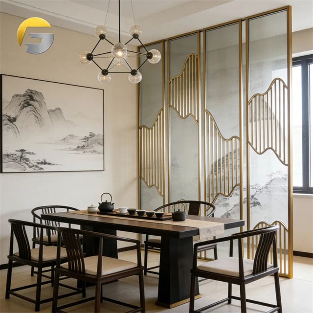 ZB2654 Stainless Steel Folding Screen Room Divider Partition for Home and Commercial Use