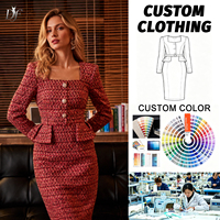 Ensemble deux pièces sur mesure haut de gamme pour femme, automne-hiver, comprenant une chemise formelle à manches longues à carreaux et une jupe assortie, tenue de bureau