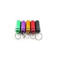 Boîte à pilules en alliage d'aluminium miniature, étanche, avec impression de logo personnalisée, porte-pilules avec porte-clés