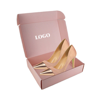 Fournisseur d'usine, boîte cadeau en carton ondulé pliable avec logo personnalisé, emballage rose avec matériaux recyclés