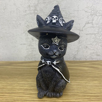Dessin animé sorcière chat Sculpture gothique chaton résine ornement Halloween magique hibou Statue pour nouveauté cadeaux jour des morts décoration