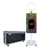 Miroir intelligent portable de 21,5 pouces avec écran tactile, borne photo DSLR, hauteur réglable électriquement, kiosque selfie pour mariages, événements et fêtes