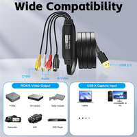Convertisseur VHS vers numérique 1M, carte de capture vidéo USB, magnétoscope RCA AV vers USB, adaptateur de transfert audio et vidéo, adaptateur analogique de conversion