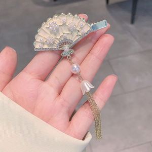 Pince à cheveux élégante de style chinois pour femme, avec perles et franges, design antique, pince bec de canard, accessoires capillaires - Product Image 4