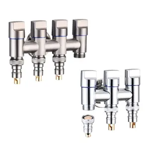 Multi-functional 4 Handle Angle Valve Toilet 5 Ways Stainless Steel Bathroom 1/2 Water Stop Valve