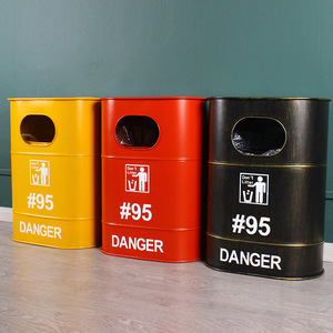 <span class=keywords><strong>Poubelle</strong></span> en fer forgé de <span class=keywords><strong>style</strong></span> <span class=keywords><strong>industriel</strong></span> américain, rétro, vieilli, avec couvercles décoratifs robustes - Product Image 2