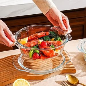 Bol en verre de haute qualité en borosilicate résistant à la chaleur, compatible four et micro-ondes, avec couvercle en verre - Product Image 3