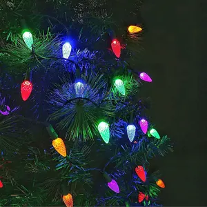 Lampu tali stroberi pohon Natal bohlam rgb kawat hijau led desain baru untuk dijual C6
