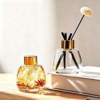 Bouteille d'arôme vide personnalisée de 100 ml, bouteille en verre pour diffuseur d'arômes, bouteille de parfum ronde avec bouchons colorés