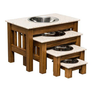Support en bois pour gamelles d'animaux avec bols en acier inoxydable surélevés – Station d'alimentation et d'eau pour chien, usage intérieur - Product Image 1