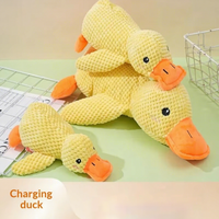 Jouet en peluche pour animaux de compagnie en forme de canard à texture gaufrée - Jouet interactif à mâcher qui couine pour chiens et chats, jouet de jeu doux et rembourré pour animaux de compagnie