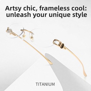 Nouvelles lunettes GM sans monture en titane pur, design ovale inspiré des nœuds, verres AC, pour femmes, modèle 0670WK, idéales pour visages en forme de Musubi - Product Image 4