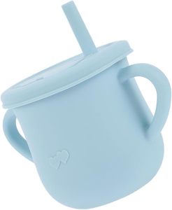 Tasse à bec 100 % silicone pour bébé, sans BPA, avec poignée et paille, pour tout-petits, vaisselle de qualité alimentaire pour nourrissons - Product Image 1