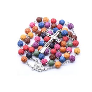 Colliers Chapelet Religieux en Perles Rose <span class=keywords><strong>Famille</strong></span> avec Croix – Cadeaux et Offres Spéciales – Perles <span class=keywords><strong>de</strong></span> Prière - Product Image 2