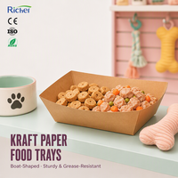 Barquettes pour friandises pour animaux, barquettes en papier kraft en forme de bateau pour la vente et la dégustation d'aliments pour animaux, petites tailles résistantes à l'huile, jetables et faciles à servir