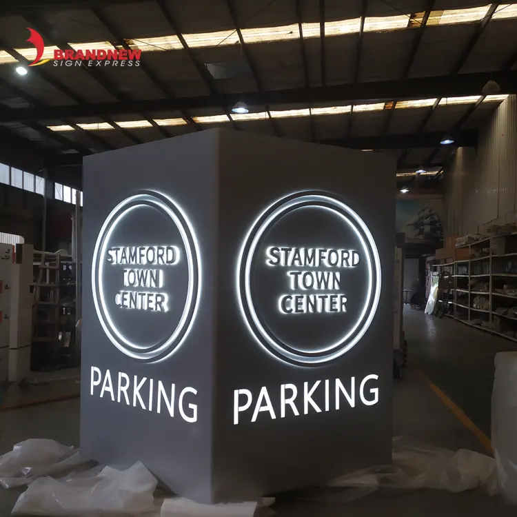 BRANDNEWSIGN Manufacturer Custom Vehicular Parking Lot Signs Directional Sign Freestanding Illuminated Monument Signages