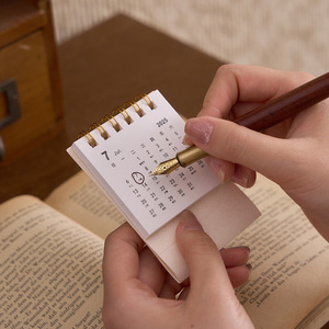 Lịch Để Bàn Mini 2025 2026 với đồng hồ đơn giản tối giản thẻ đục lỗ retro và lịch âm trang trí máy tính để bàn - Product Image 5