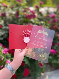 Luxe Unique Bleu Marine Doux 16 Enveloppes De Velours Pour Invitations Acrylique Quinceanera Avec Cire Sceau Faire Partie Mariage - Product Image 4