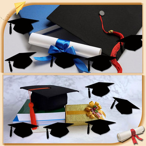Decoración troquelada con forma de birrete de graduación, papel negro ecológico para suministros de fiesta de graduación - Product Image 4