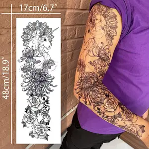 고품질 오래 지속되는 방수 잉크 인쇄 남성용 임시 전체 팔 문신 스티커