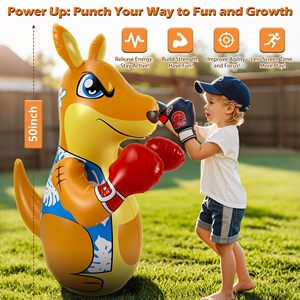 Sac de frappe gonflable premium pour enfants avec pompe à air, sac d'entraînement de boxe autoportant de 50 pouces, jouet de réflexe rebondissant - Product Image 2