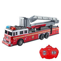 Camion de pompiers RC 2.4G 4 canaux avec portes ouvrables, sons simulés, lumières LED, modèle de construction RC pour intérieur/extérieur pour enfants