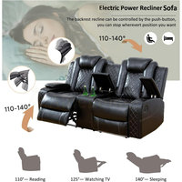 Canapé-lit futon moderne 73,5 pouces avec éclairage LED, fauteuil inclinable électrique, console centrale, pliable, en tissu velours pour salon et hôtel