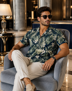 Camisa de Playa Personalizada para Hombre con Estampado Tropical Digital, Manga Corta, Cuello Regular, Ropa Cómoda para Vacaciones de Verano - Product Image 3