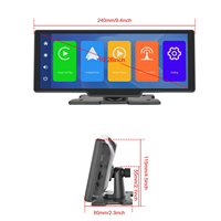 Pantalla Táctil Universal Android Carplay de 10.26 Pulgadas, DVR Inalámbrico Portátil para Auto con MP3, Pantalla para Tablero de Auto