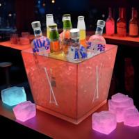Volka — grand bac à bière en plastique carré, seau à glace pour champagne, seau en acrylique avec poignée, pour refroidisseur de vin