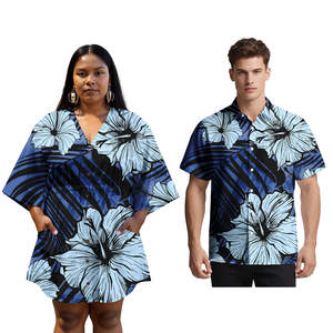 Samoa patrón polinesio Tribal impreso mujeres vestidos personalizados pareja <span class=keywords><strong>ropa</strong></span> Casual Sexy vestido con hombres camisas - Product Image 3