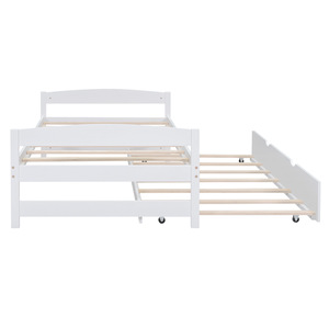 <b>White</b> Wooden <b>Bed</b> Frame Adjustable Height <b>Double</b> Size Storage Drawer For Small Bedrooms - Product Image 3
