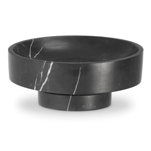 Mangkuk Batu Marmer Hitam <span class=keywords><strong>Marquina</strong></span> dengan Alas - Product Image 3